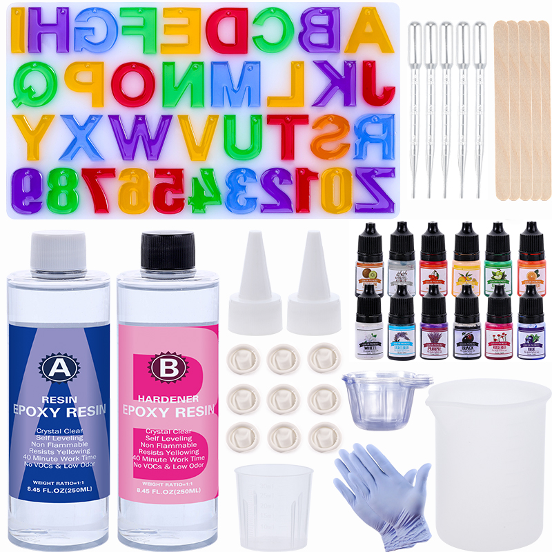 Resin Art Letter Keychain - Epoxy Resin Kit for Beginner,Crystal Clear
