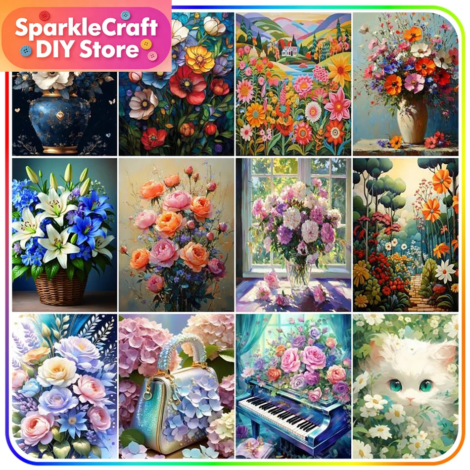 Resin Art Design - 1pc frameless Diamond Painting Kits Flowers