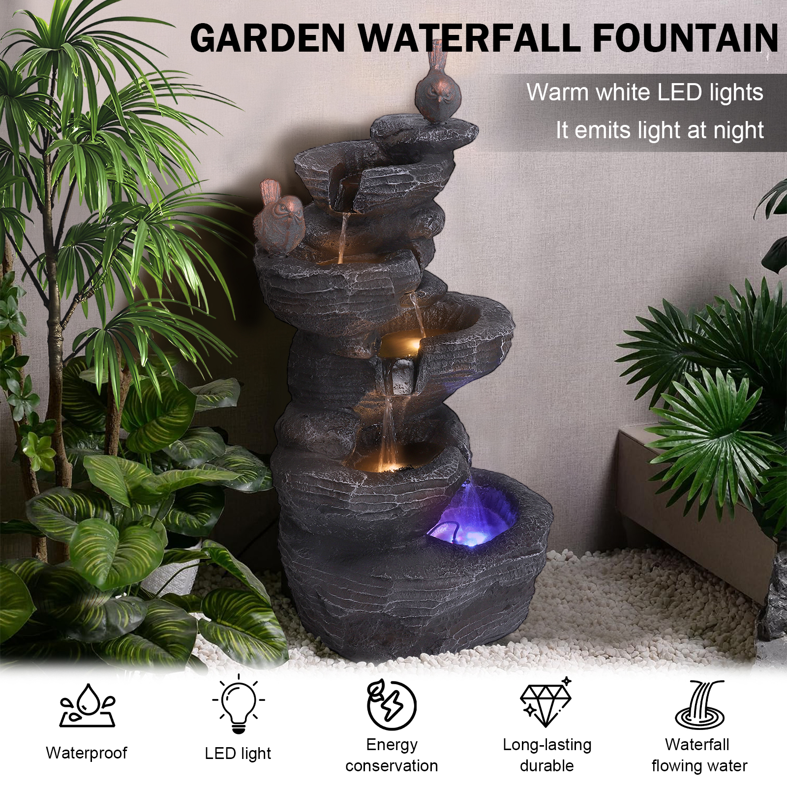 27 Inch 5-Tier Cascading Rock  - مراجعة Resin Art Light وسعره