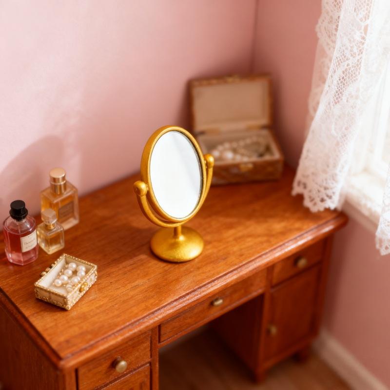 1Pcs Miniature Retro Mirror Dr - مراجعة Resin Art Furniture وسعره