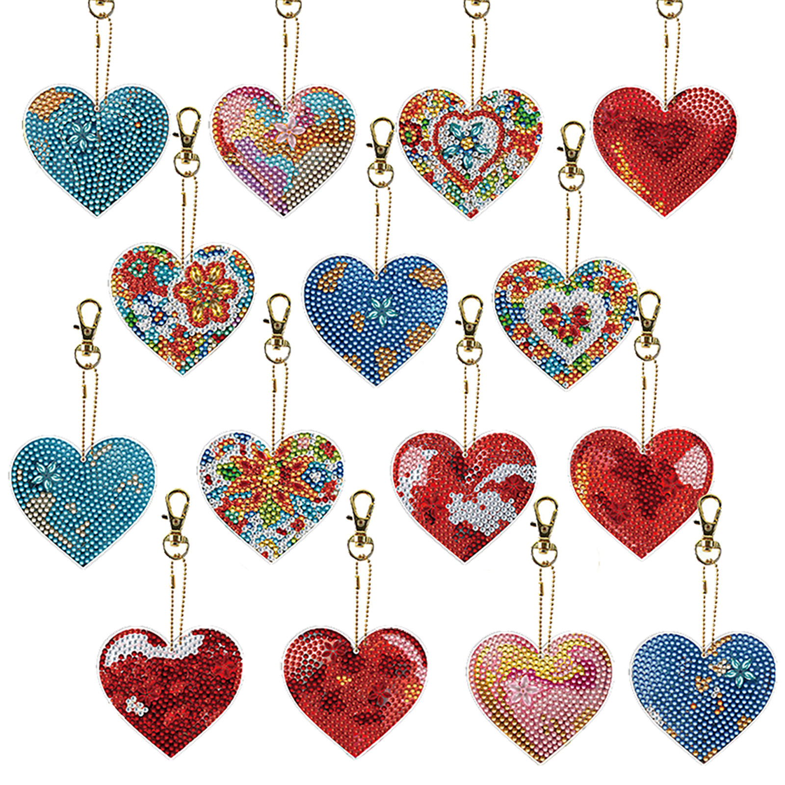 15Pcs Heart DiY Double-Sided D - مراجعة Resin Art A Keychain وسعره