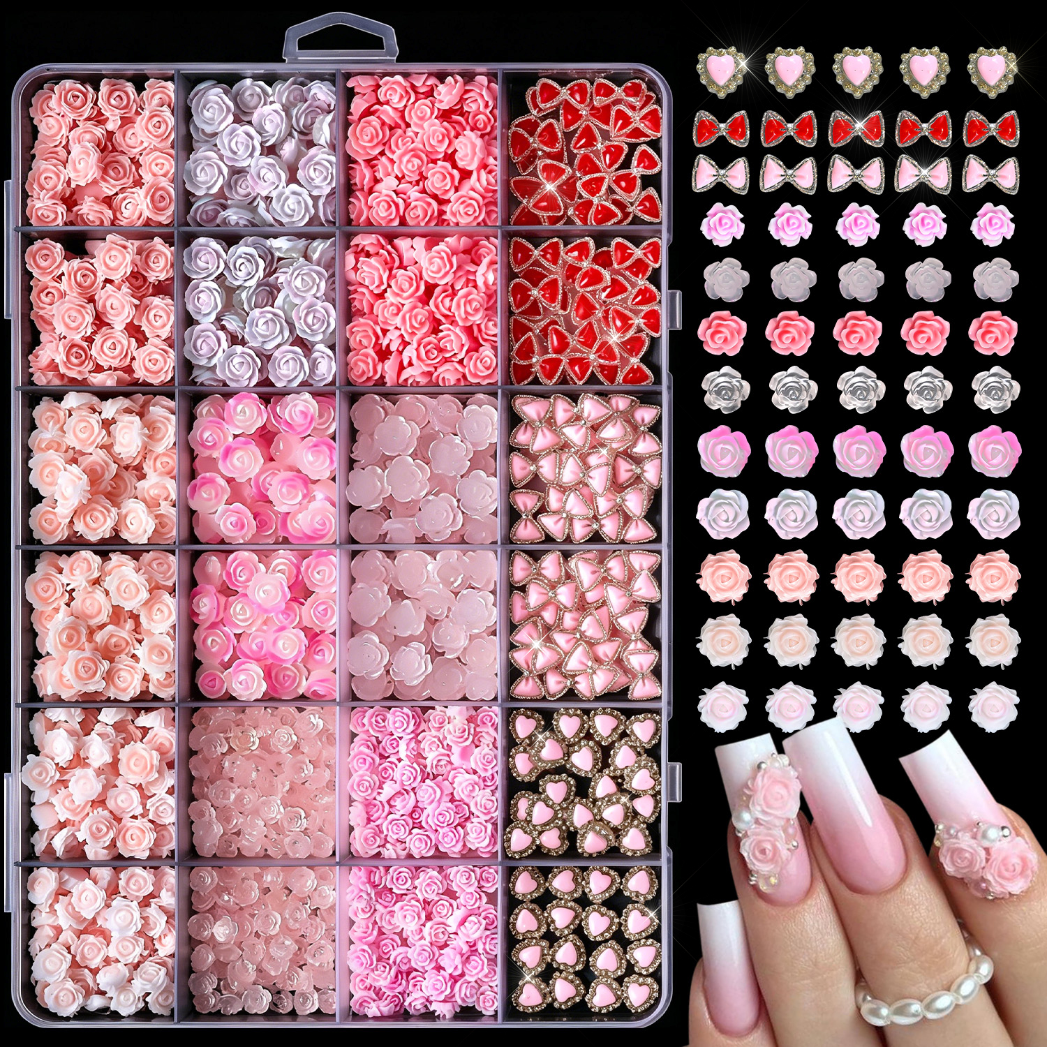 12grids Cute Red Bow Heart Res - مراجعة Resin Art Rose Petals وسعره