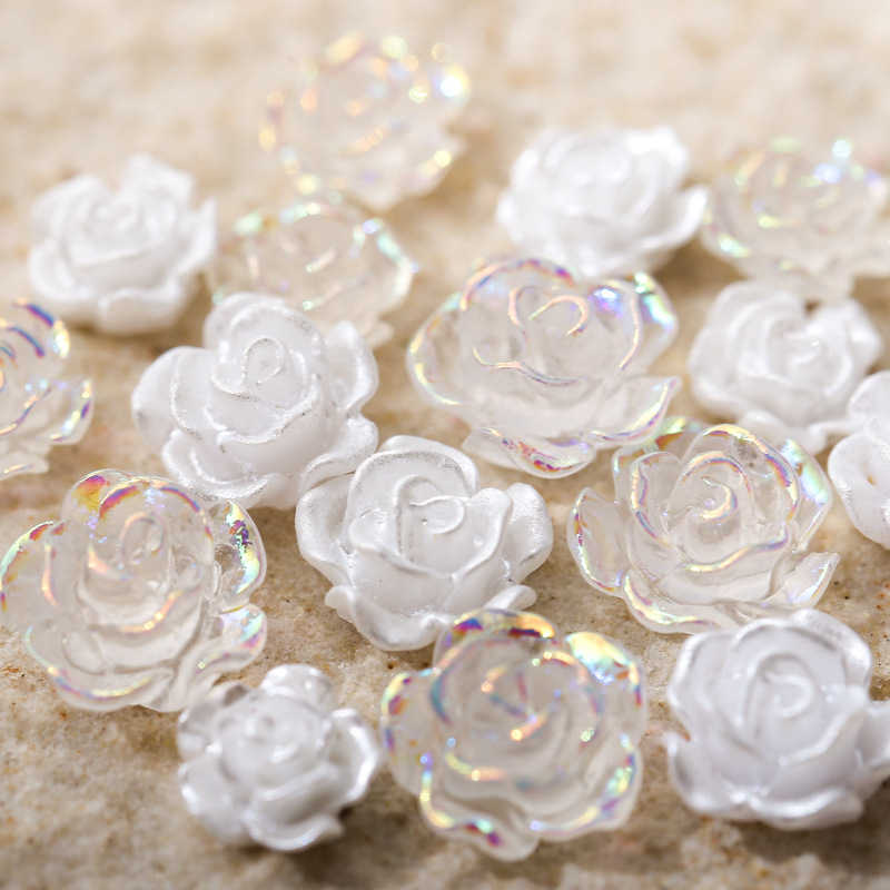 Mix 50PCS 6/8/10MM White Rose  - مراجعة Resin Art Rose Petals وسعره