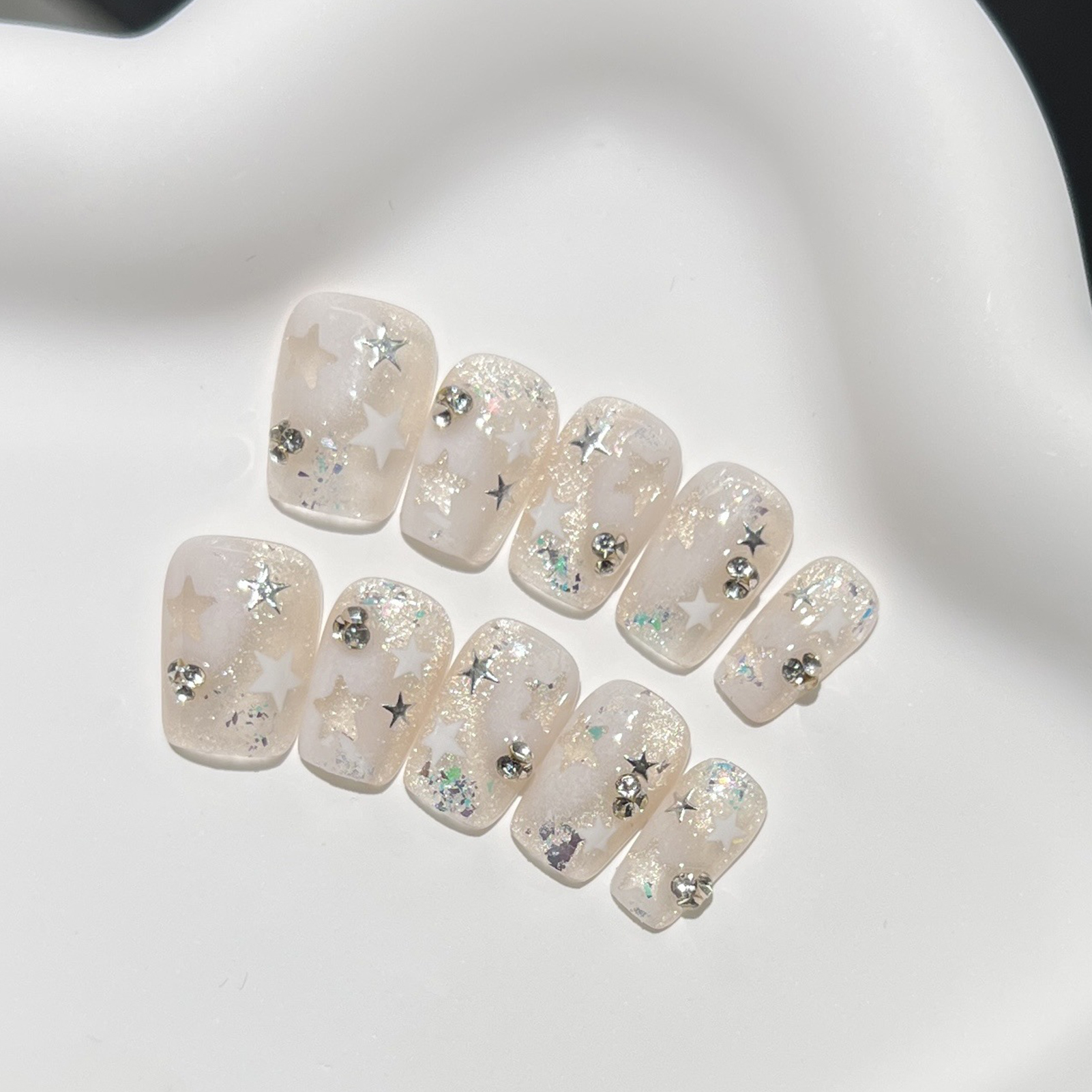 10PCS Short Square Fake Nails  - مراجعة Resin Art Design وسعره