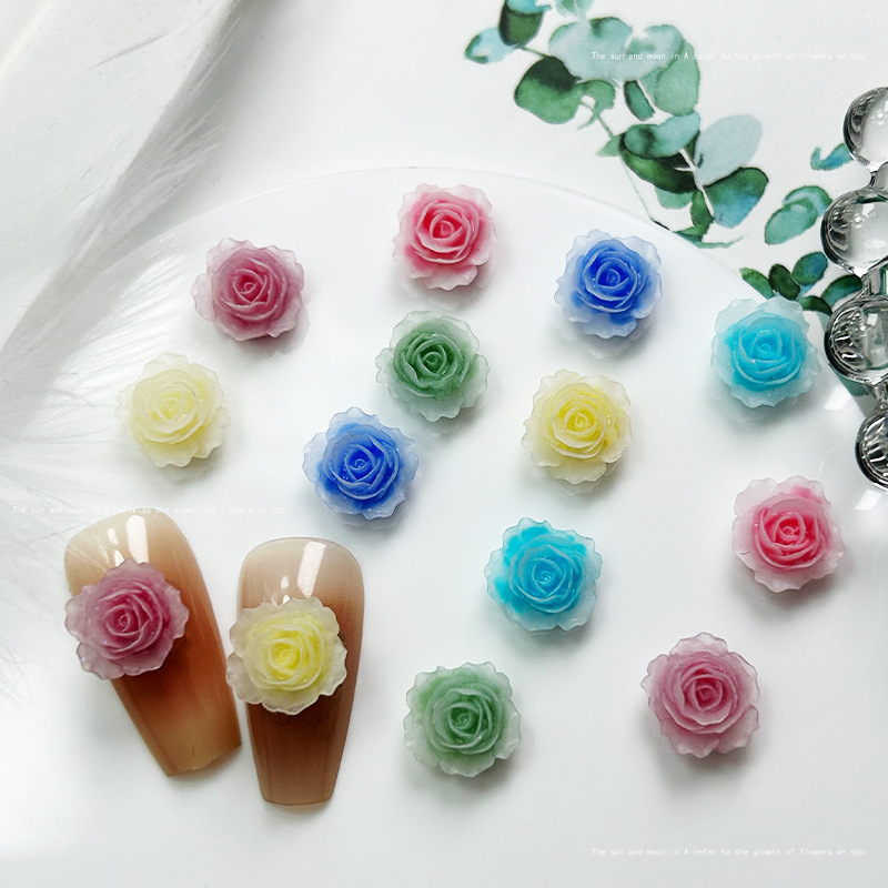 10pcs Exquisite Rose Resin Nai - مراجعة Resin Art Rose Petals وسعره