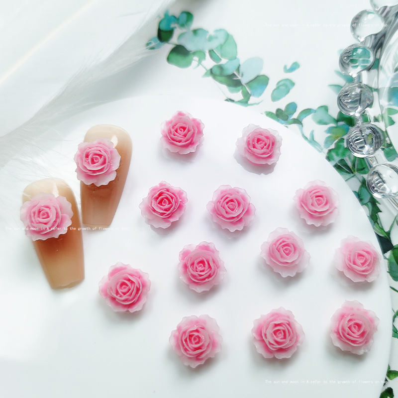 10pcs Exquisite Rose Resin Nai - مراجعة Resin Art Rose Petals وسعره