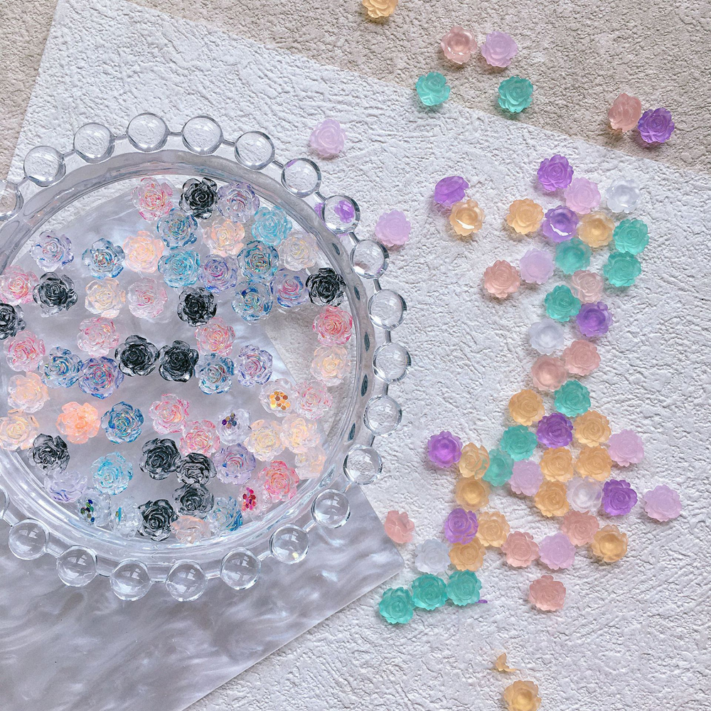 100Pcs 8mm Resin Black Camelli - مراجعة Resin Art Rose Petals وسعره