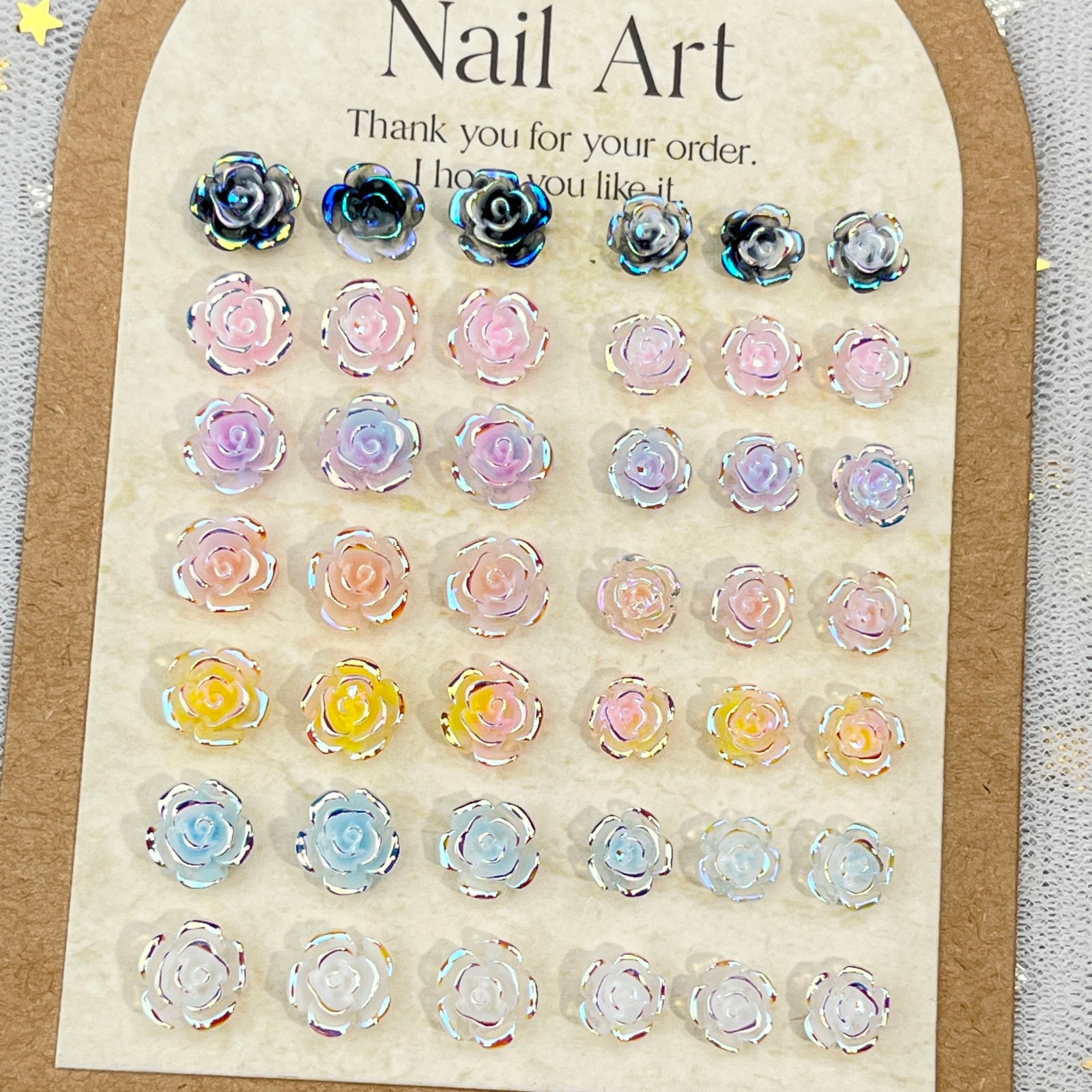50PCS 7 Colors Of Aurora-Effec - مراجعة Resin Art Rose Petals وسعره