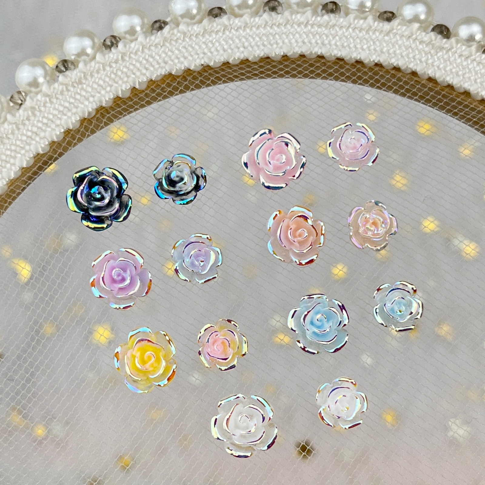 50PCS 7 Colors Of Aurora-Effec - مراجعة Resin Art Rose Petals وسعره