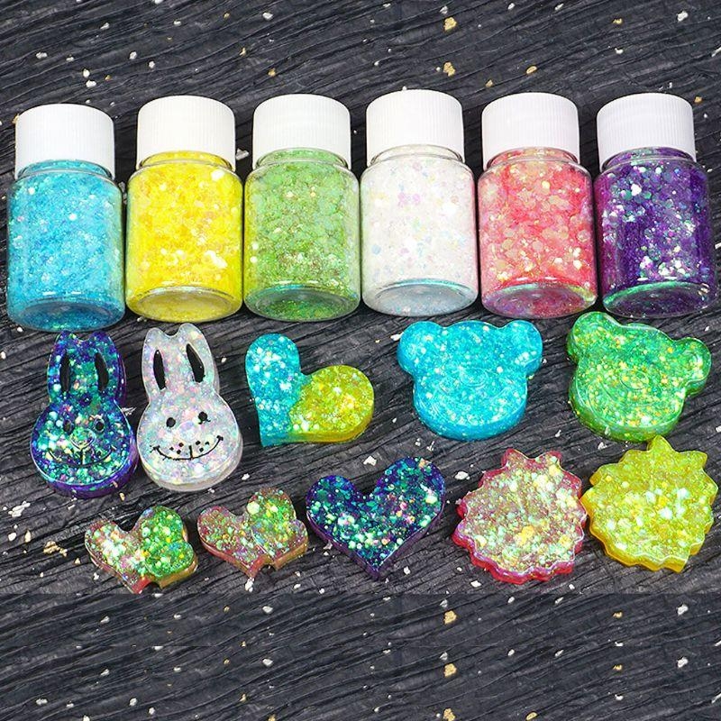 HX6F Chunky Glitter Craft for  - مراجعة Resin Art A Keychain وسعره