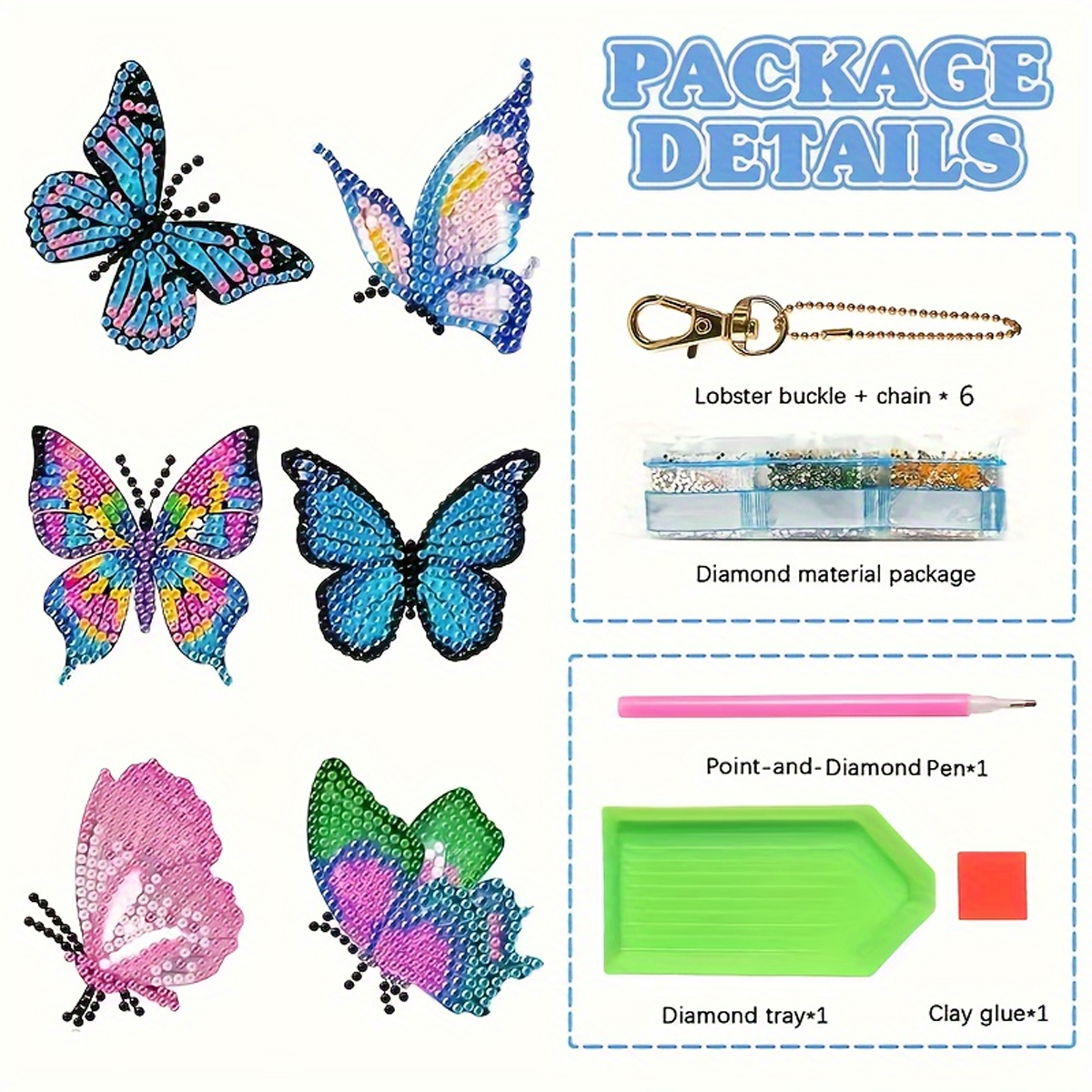 6 Butterfly Diamond Drawing Ke - مراجعة Resin Art A Keychain وسعره
