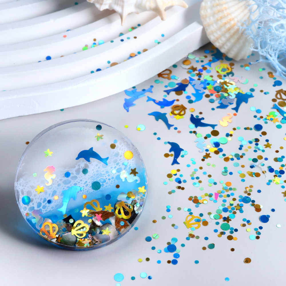 Dolphins Seahorses Glitter For - مراجعة Resin Art A Keychain وسعره