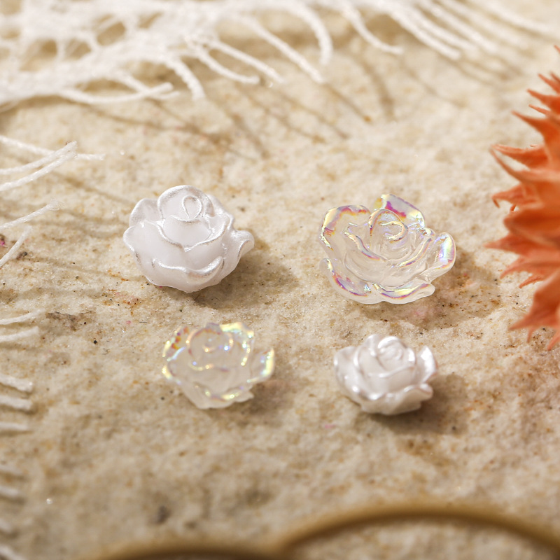 50PCS 6/8/10MM White Rose Flow - مراجعة Resin Art Rose Petals وسعره