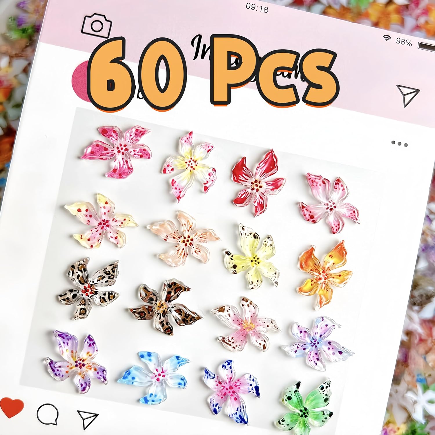 20/40/60/80pcs Ice Crystal Flo - مراجعة Resin Art Rose Petals وسعره