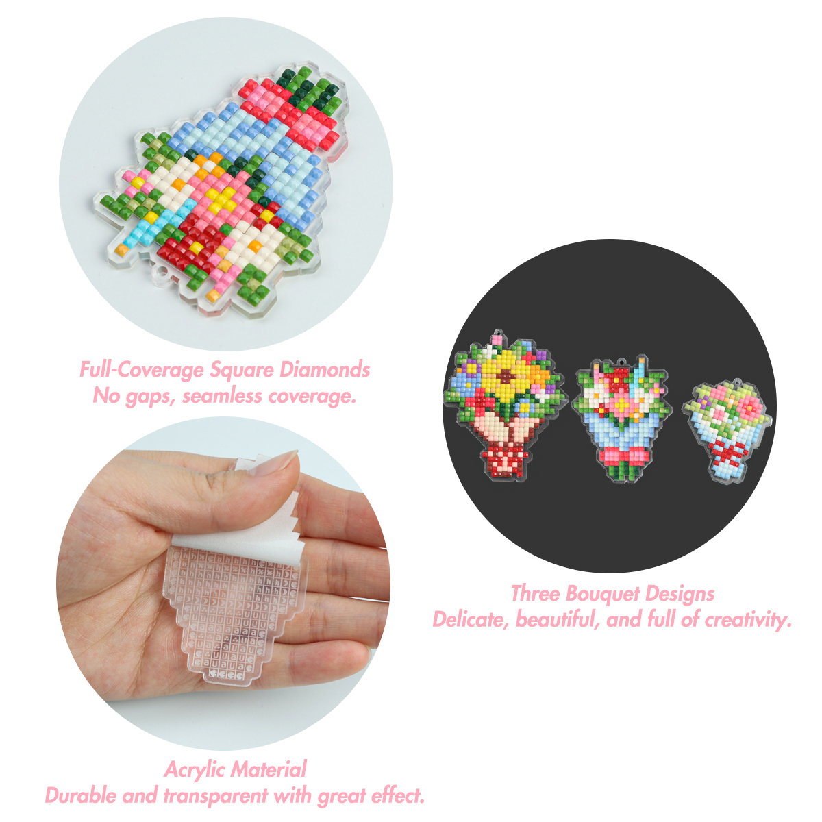 FOREVER YOUNG 3PCS Bouquet Acr - مراجعة Resin Art A Keychain وسعره