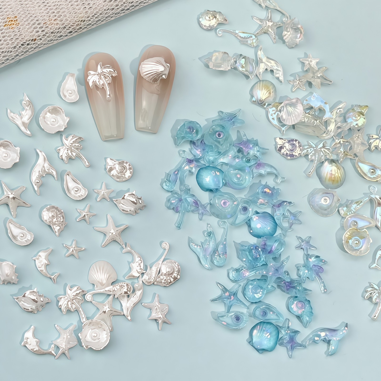 50PCS Dreamy Blue Sea Series R - مراجعة Resin Art A Keychain وسعره