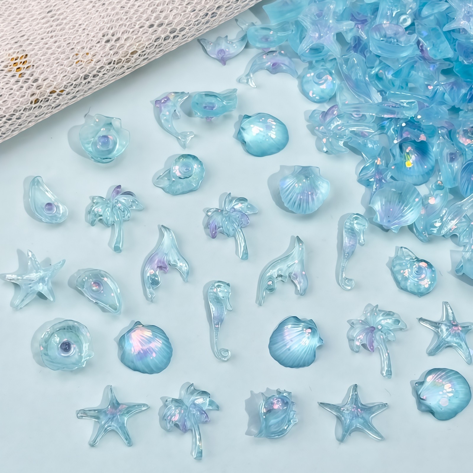 50PCS Dreamy Blue Sea Series R - مراجعة Resin Art A Keychain وسعره