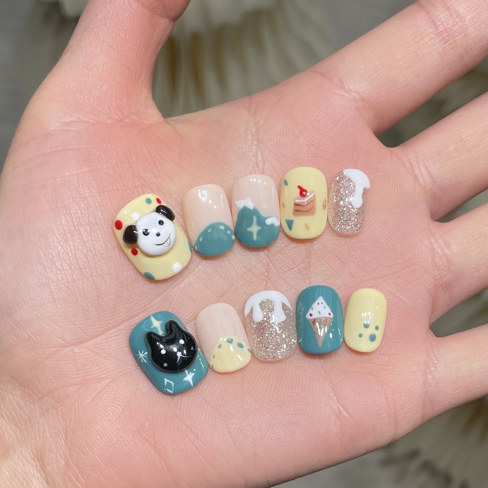 10Pcs Handmade Press On Nails  - مراجعة Resin Art Design وسعره