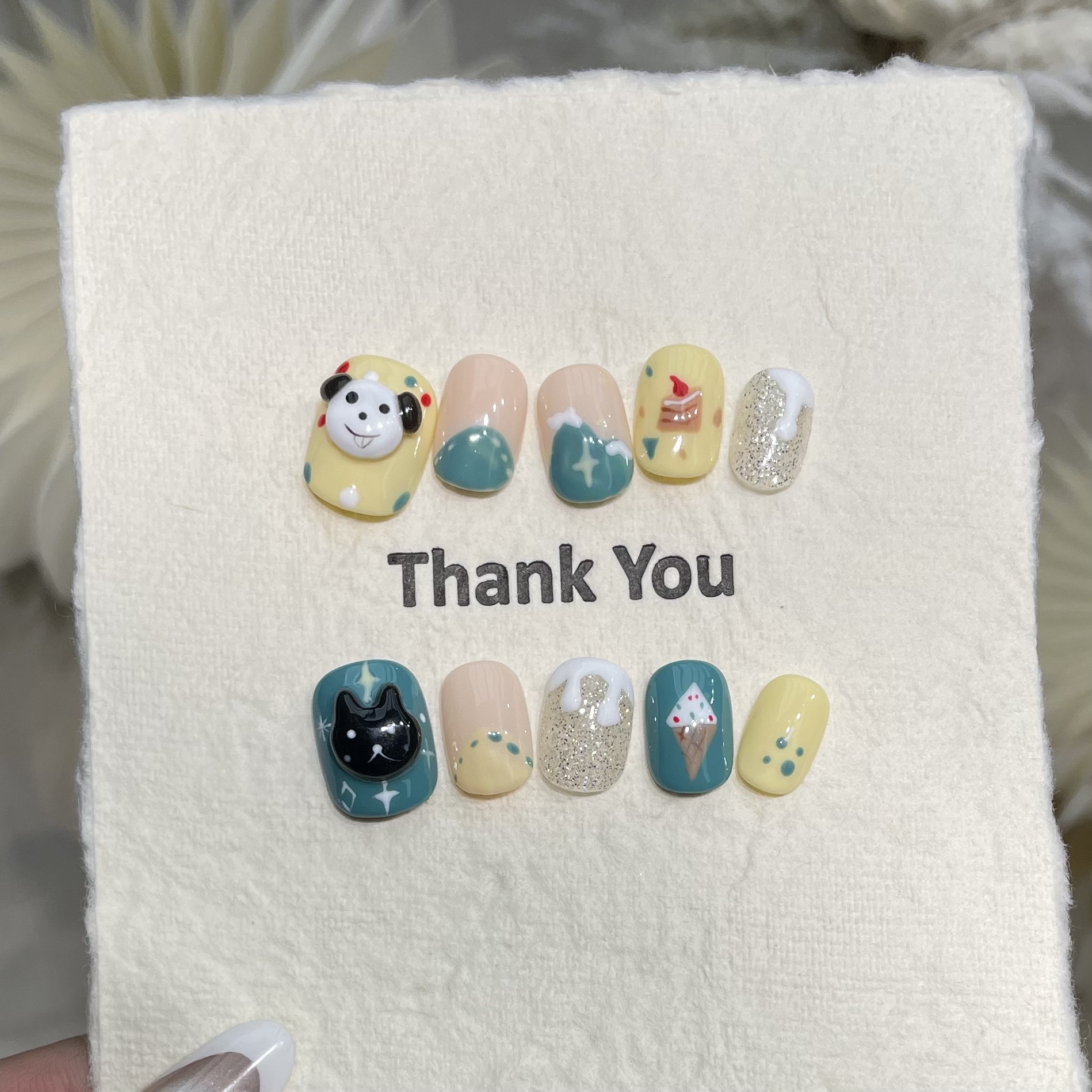 10Pcs Handmade Press On Nails  - مراجعة Resin Art Design وسعره