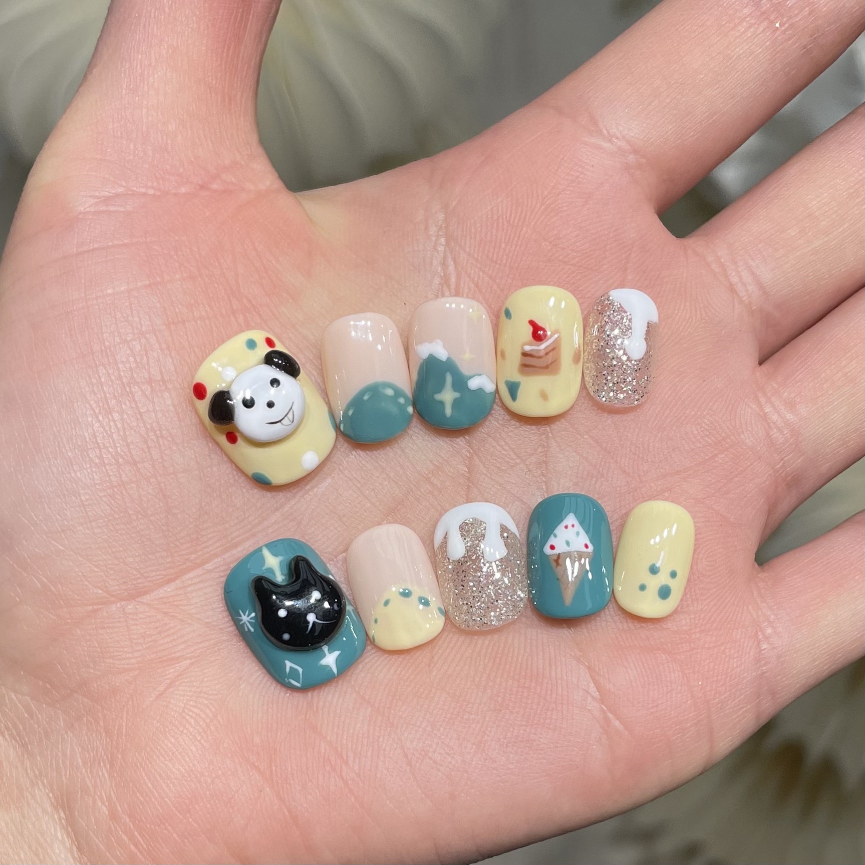 10Pcs Handmade Press On Nails  - مراجعة Resin Art Design وسعره
